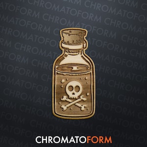 Poison Bottle Retro Vintage Wooden Sticker - Laser engraved