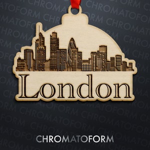London City Skyline Christmas Ornament - Laser engraved