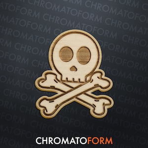 Skull and Crossbones Poison Retro Vintage Wooden Sticker - Laser engraved