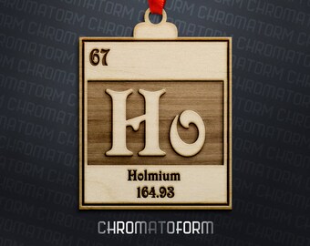 Holmium - Chemical Element Christmas Ornament - Laser engraved