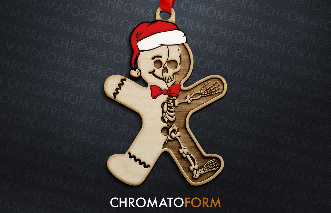 Gingerbread Skeleton Gingerbread Skeleton Split Reveal Christmas Ornament - Laser Engraved ...