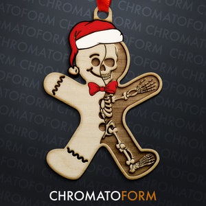 Gingerbread Skeleton Split Reveal Christmas Ornament - Laser engraved