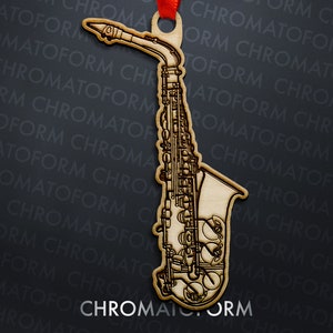 Alt Saxophon Weihnachtsornament - Laser graviert