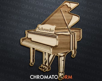 Personalized Grand Piano with Name Refrigerator Whiteboard Magnet - Laser engraved