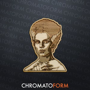 The Bride Wooden Sticker - Laser engraved