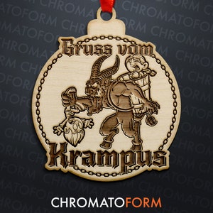 Krampus - Gruss vom Krampus - Greetings from Krampus Christmas Ornament - Laser engraved