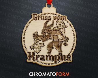 Krampus - Gruss vom Krampus - Greetings from Krampus Christmas Ornament - Laser engraved
