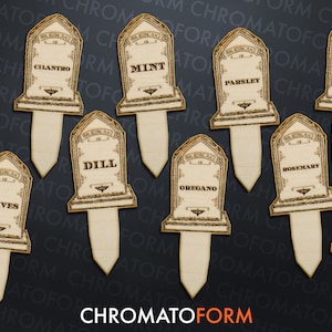 Garden Tombstone Markers, Garden Grave Stakes, Garden Spooky Decor, Herb Stakes - Laser engraved