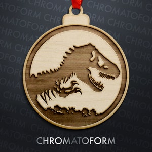 Dinosaur Christmas Ornament - Laser engraved