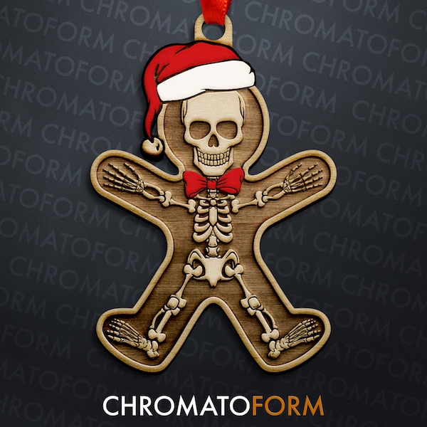 Gingerbread Skeleton Christmas Ornament - Laser engraved