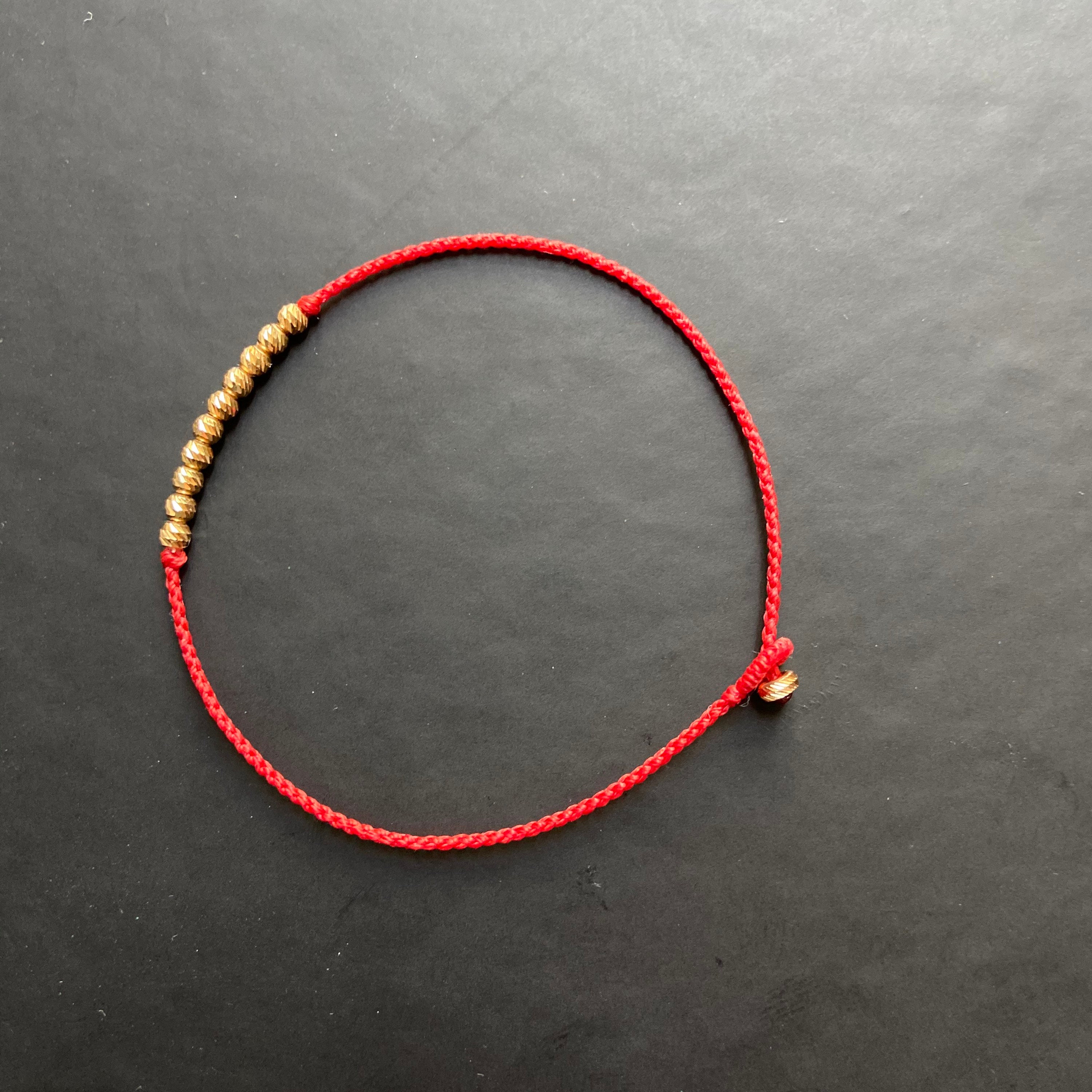 Red String Anklet/Bracelet Au750 18k Solid Gold Engraved Etsy