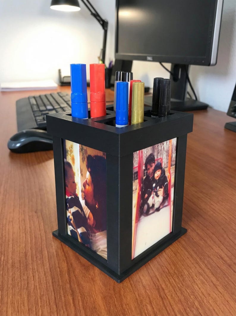 Desk Organizer Pen Caddy With 4 Personalized Photos - Gift image 4