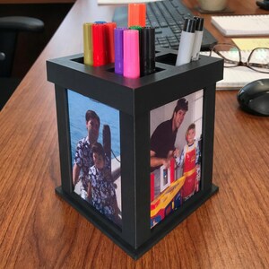 Desk Organizer Pen Caddy With 4 Personalized Photos - Gift image 2