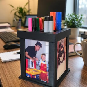 Desk Organizer Pen Caddy With 4 Personalized Photos - Gift image 3