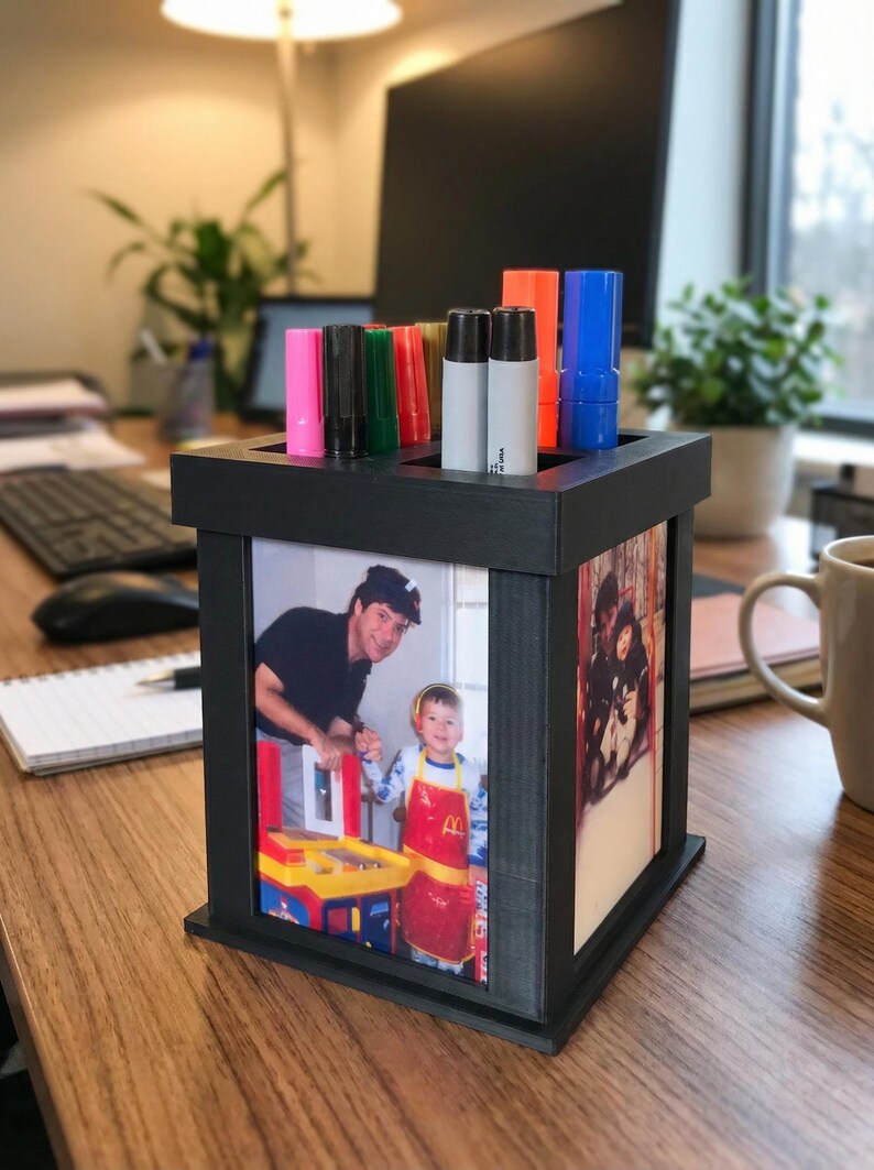 Desk Organizer Pen Caddy With 4 Personalized Photos - Gift image 3