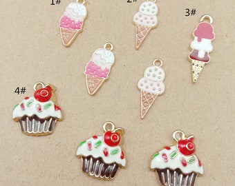 Ice cream Charms 15*31mm Resin Charms Pendant fit Earring Bracelets Jewelry finding DIY Craft with Screw,Without Screw Two Style