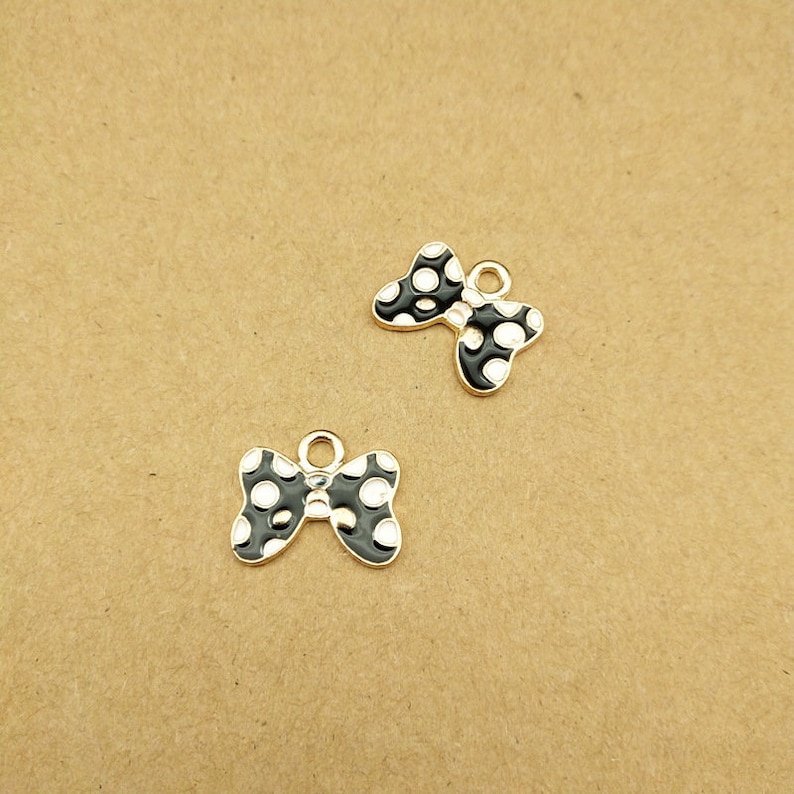 Black Red Diy Jewelry Accessories 16*18MM Pink Enamel Charms Bow Knot Pendant 10PCS Bowknot Charms
