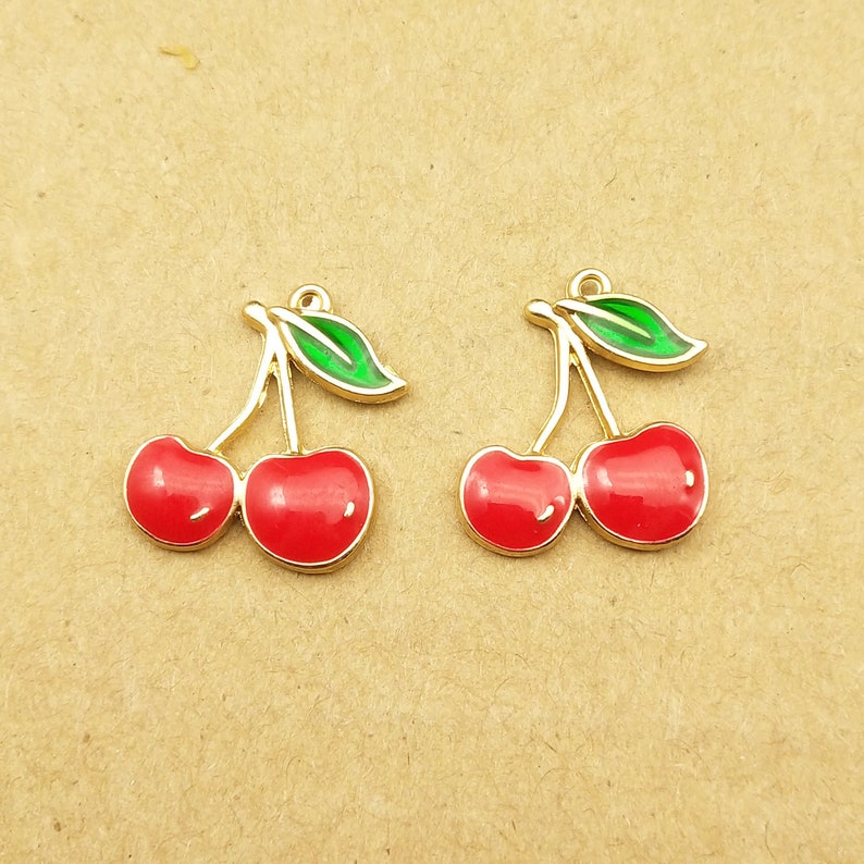 Cherry Charms 10PCS 1618mm Enamel Charm Fruit Charms Etsy