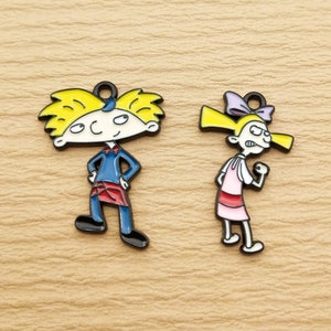 10PCS, Cartoon Anime Charm Enamel Necklace Pendant Earring Charm Bracelet Charm Jewelry Accessories Alloy Metal Black Plated