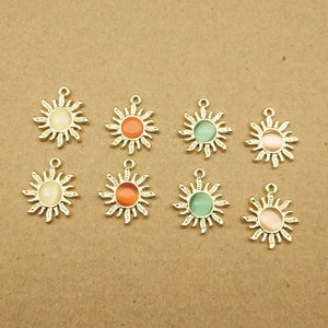 10pcs, Sun Charm Rhinestone Charm Craft Supplies DIY Making Earring Charm Necklace Charm Earring Pendant Gold Plated