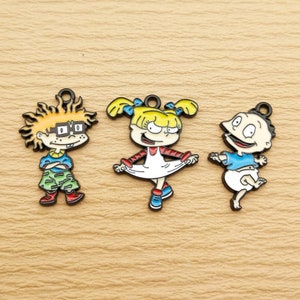 10/12pcs, Anime Cartoon Charm Enamel Charm Bracelet Charm Necklace Charm Earring Pendant DIY Jewelry Accessories Alloy Metal Black Plated