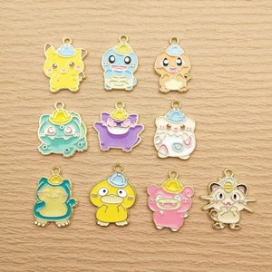 10/20pcs, Enamel Cartoon Charm Necklace Pendant Bracelet Charm Earring Charm Craft Supplies Jewelry Accessories Keychain Charm Gold Plated