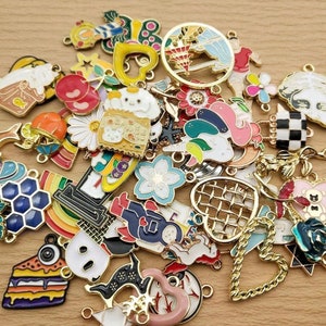 20/30/50pcs, Random Charm Enamel Necklace Pendant Earring Charm Jewelry ...