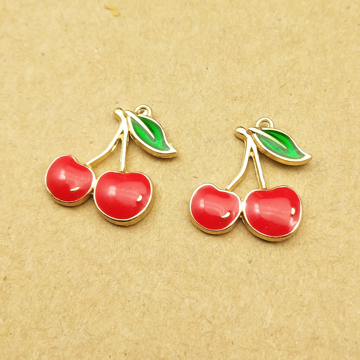 Cherry Charms 10PCS 1618mm Enamel Charm Fruit Charms Etsy