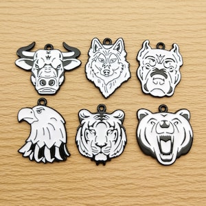 10/12pcs, Animal Charm Enamel Charm Bracelet Charm Necklace Charm Earring Pendant DIY Jewelry Accessories Alloy Metal Black Plated