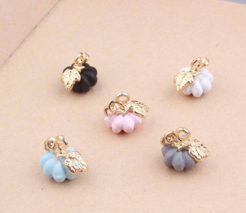 10PCS Halloween Pumpkin Beads Enamel Charms Pendant DIY Jewelry Findings Nd