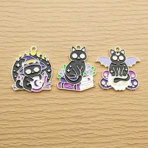 10/12pcs, Cat Charm Enamel Charm Earring Charm Necklace Pendant Craft Supplies DIY Jewelry Accessories Alloy Metal Gold Plated