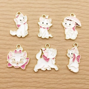10/12pcs, Enamel Cat Charm Necklace Pendant Bracelet Charm Earring Charm Craft Supplies Jewelry Accessories Keychain Charm Gold Plated