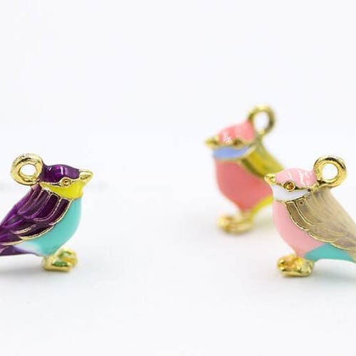 10PCS, 14*17MM, Bird Charm, Enamel Charm, Animal Charm, Jewelry Supplies, Craft Supplies, DIY Findings, Necklace Charm, Bracelet Charm