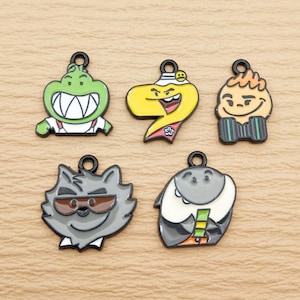 10pcs, Cartoon Anime Charm Enamel Charm Bracelet Necklace Charm Earring Pendant DIY Making Jewelry Accessories Alloy Metal Black Plated