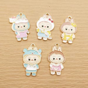10pcs, Cartoon Charm Enamel Charm Bracelet Necklace Charm Earring Pendant DIY Making Jewelry Accessories Alloy Metal Gold Plated