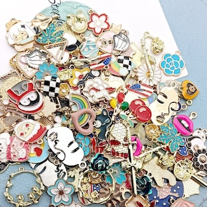 20/30/50pcs, Random Charm Enamel Necklace Pendant Earring Charm Jewelry ...