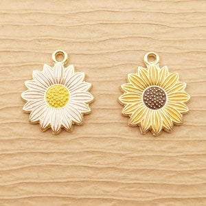 10PCS, 17*21MM, Enamel Flower Charm Bracelet Charm Jewelry Accessories Gold Plated Necklace Charm Earring Pendant Diy Finding