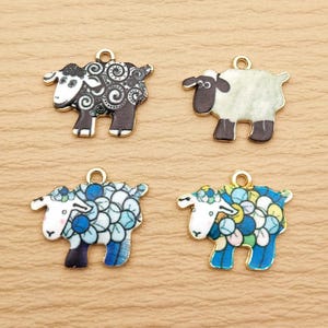 10/16pcs, Sheep Charm Animal Charm Necklace Charm Enamel Charm Earring Pendant Bracelet Charm Diy Jewelry Making Craft Supplies Gold Plated