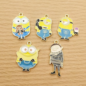 10pcs, Cartoon Charm Enamel Charm Bracelet Charm Necklace Charm Earring Pendant DIY Jewelry Accessories Alloy Metal Gold Plated