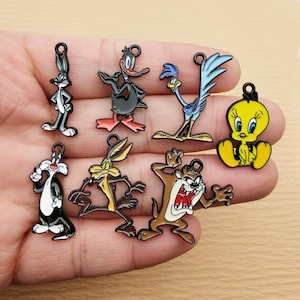 10/14pcs, Cartoon Charm Bracelet Charm Craft Supplies Necklace Pendant Jewelry Accessories Diy Making Alloy Metal Black Plated