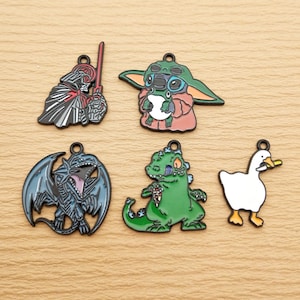 10pcs, Animel Cartoon Charm Enamel Charm Bracelet Charm Necklace Charm Earring Pendant DIY Jewelry Accessories Alloy Metal Black Plated