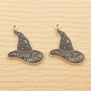 10PCS Magic Hat Charm Enamel Charm Jewelry Accessories Bracelet Charm Earring Pendant Necklace Charm Gold Plated