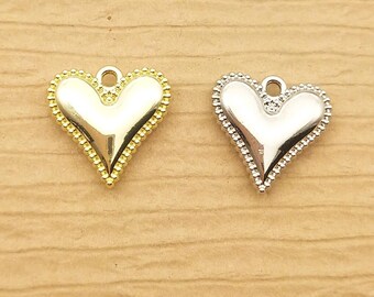 10PCS, 13*13mm, Heart Charm Bracelet Charm Jewelry Supplies Fashion Charm Earring Pendant Necklace Charm DIY Finding