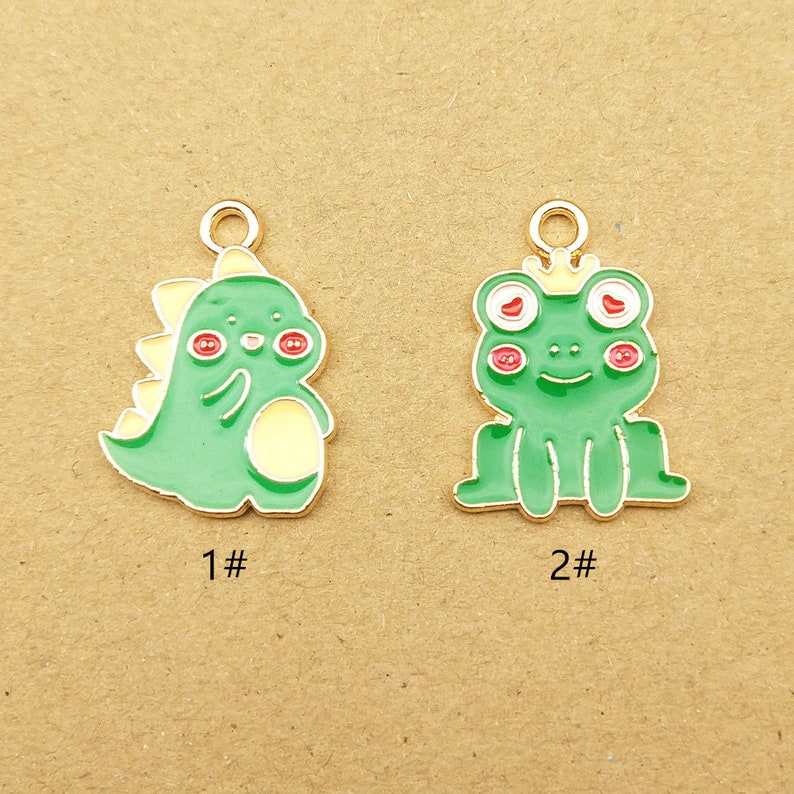 10PCS Enamel Charm Dinosaur Charm Frog Charm Cartoon Charm Craft Supplies DIY Findings Earring Charm Jewelry Charm