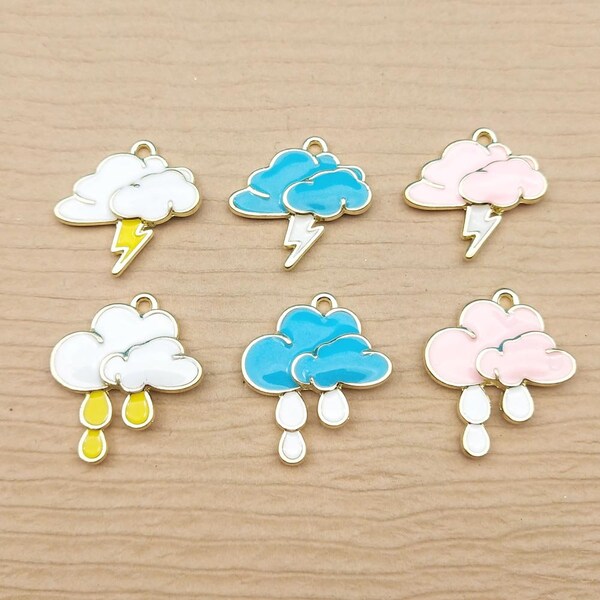 10PCS, Cloud Rain Charm, Cloud Lightning Charm, Enamel Charm, Jewelry Supplies, Earring Charm, Necklace Pendant, Diy Accessories