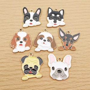 10/14 pièces, chien mignon bracelet à breloques breloques artisanat fournitures collier pendentif bijoux accessoires bricolage alliage métal plaqué or