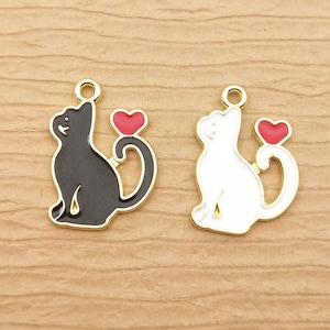 10PCS, 15*21mm, Cat Charm, Enamel Charm, Animal Charm, Jewelry Supplies, DIY Finding, Necklace Charm, Bracelet Charm, Earring Pendant