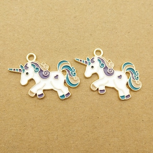 10PCS, 26*34MM, Unicorn Charm, Enamel Charm, Bracelet Charms, Necklace Charm, Earring Pendant, Animal Charm, Jewelry Supplies, DIY Findings