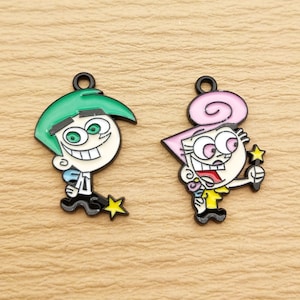 10PCS, Cartoon Anime Charm Enamel Necklace Pendant Earring Charm Bracelet Charm Jewelry Accessories Alloy Metal Black Plated