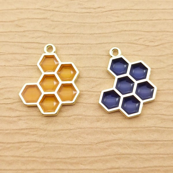 10PCS, 16*20MM, Honeycomb Charm Craft Supplies Necklace Charm Jewelry Charm Bracelet Charm Earring Pendant Gold Plated